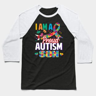 I Am A Proud Autism Son Autism Awareness Ribbon Baseball T-Shirt